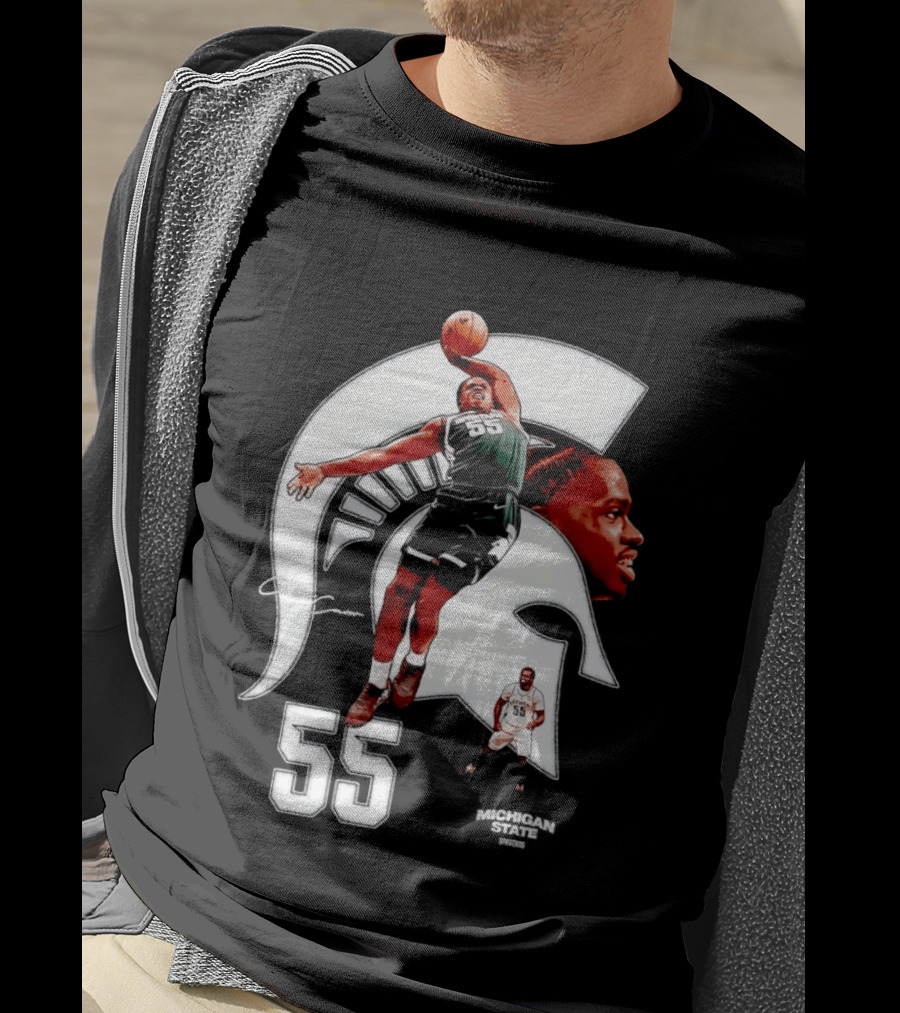 Coen Carr 55 Dunking Michigan State Spartan Basketball Player T-Shirt