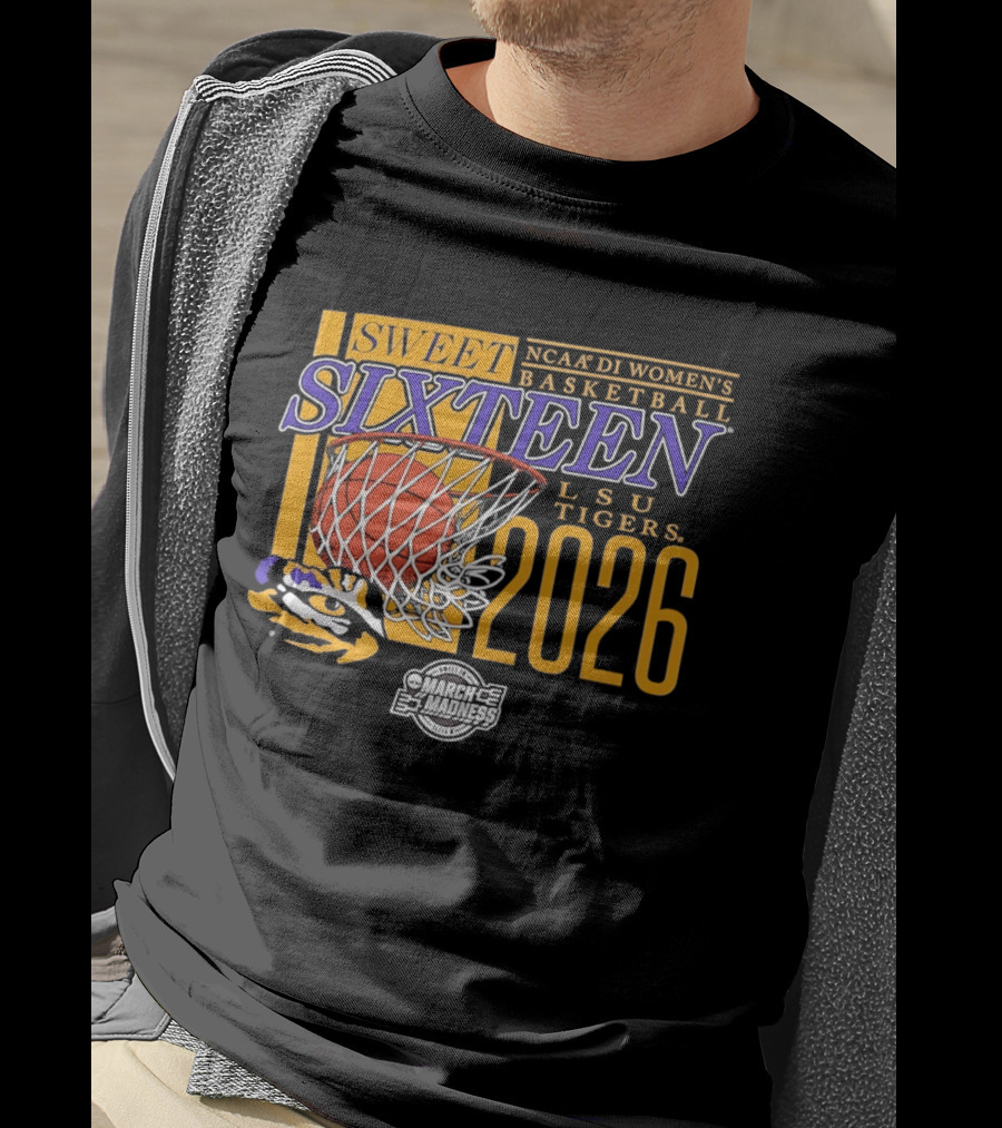 Sweet Sixteen 2026 NCAA DI Women's Basketball LSU Tigers March Madness T-Shirt