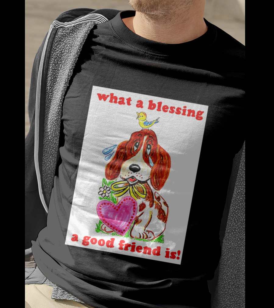 What A Blessing A Good Friend Is Dog And Bird Cartoon T-Shirt