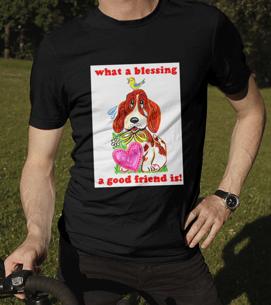 What A Blessing A Good Friend Is Dog And Bird Cartoon T-Shirt