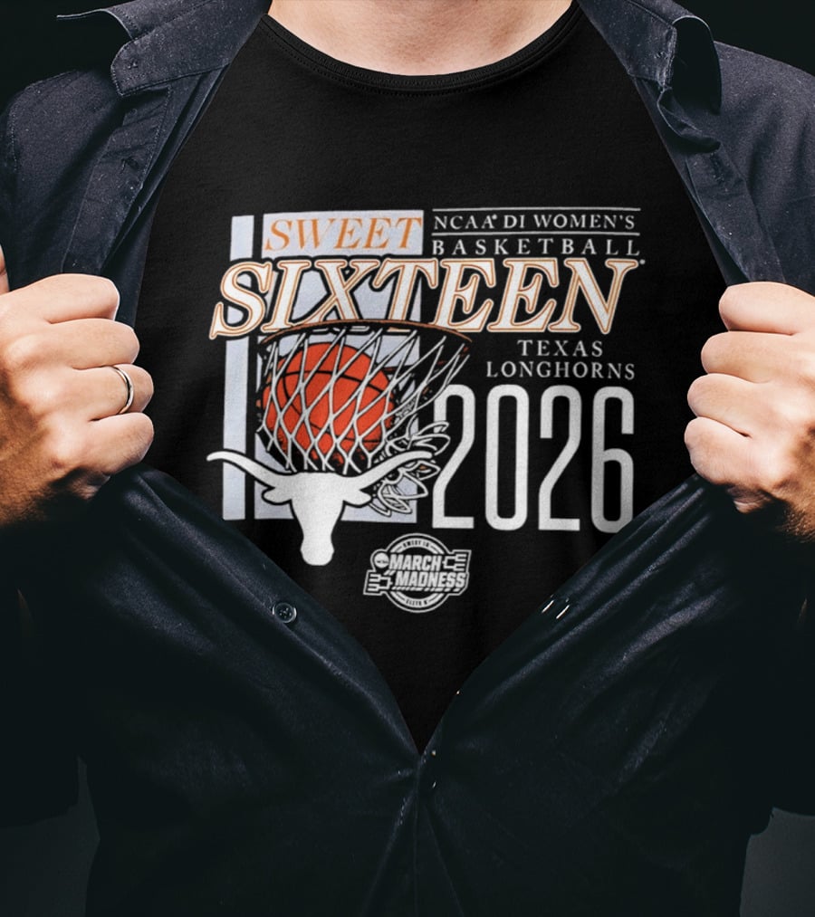 Texas Longhorns NCAA D1 Women's Basketball Sweet Sixteen 2026 T-Shirt