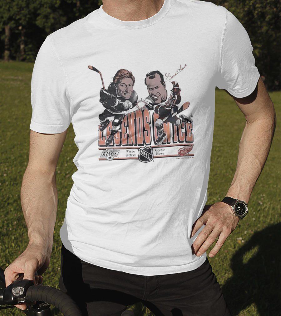Wayne Gretzky Gordie Howe Legends On Ice Los Angeles Kings Detroit Red Wings NHL T-Shirt