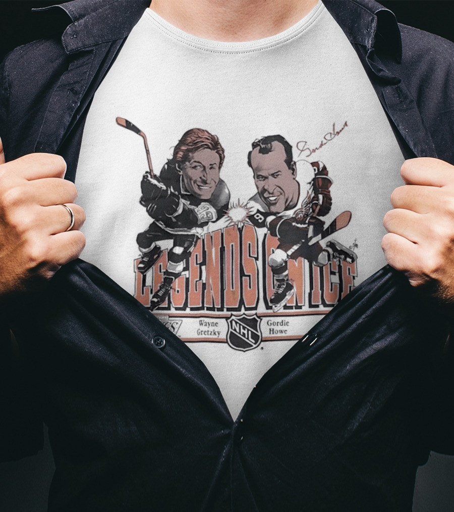 Wayne Gretzky Gordie Howe Legends On Ice Los Angeles Kings Detroit Red Wings NHL T-Shirt