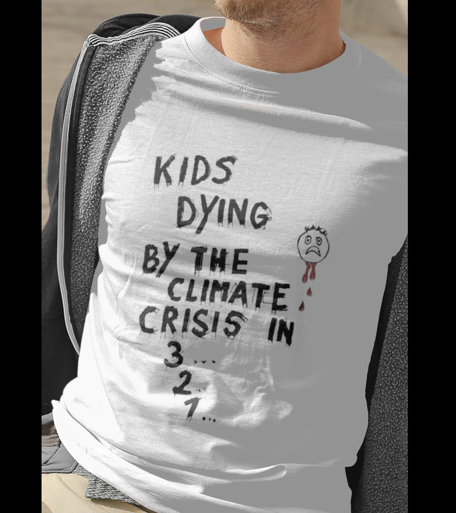 Kids Dying By The Climate Crisis In 3 2 1 Red Paintbrush Drawing T-Shirt