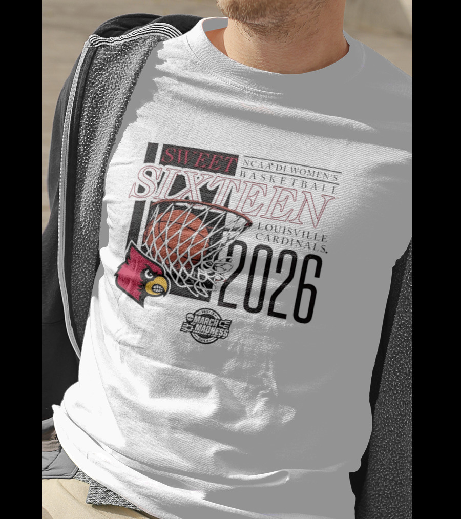 Louisville Cardinals Sweet Sixteen 2026 NCAA D1 Women's Basketball March Madness T-Shirt