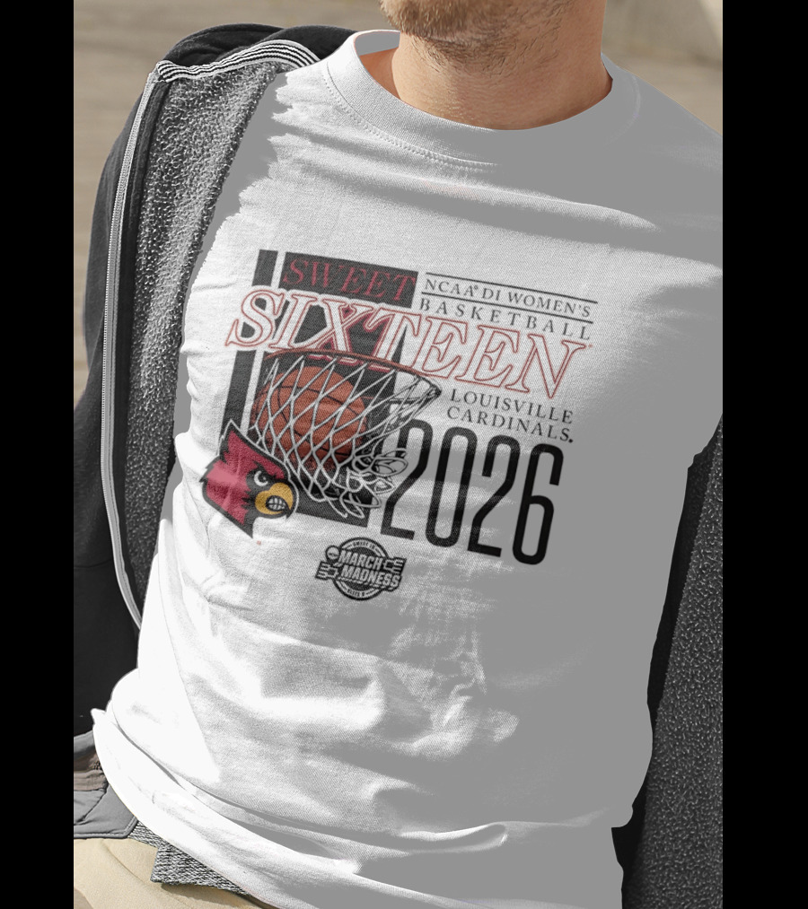 Sweet Sixteen 2026 NCAA DI Women's Basketball Louisville Cardinals College Bounders T-Shirt