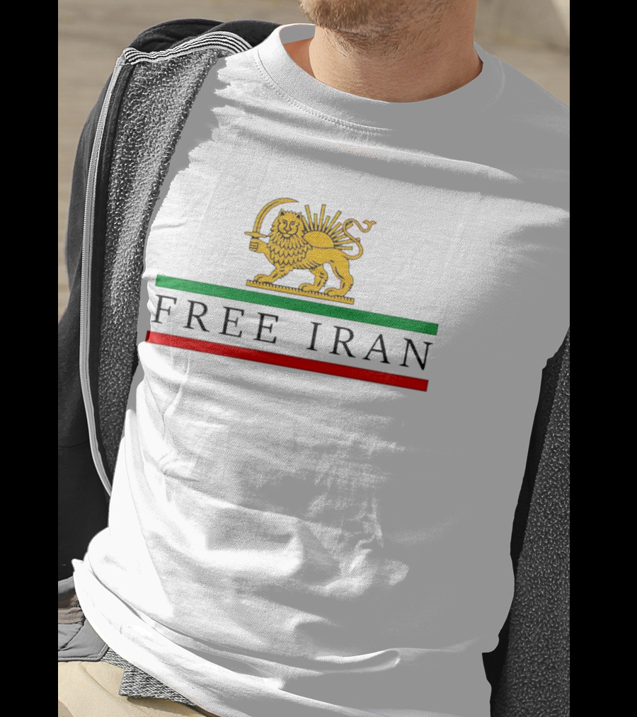 Free Iran Persian Lion And Sun Icon With Green Red Bars T-Shirt