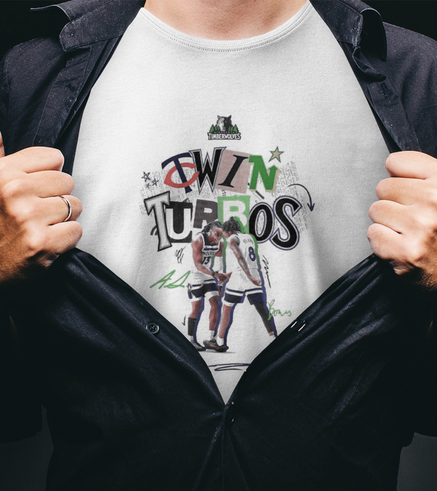 Minnesota Timberwolves Twin Turbos Ayo X Bones NBA Team Collaboration T-Shirt