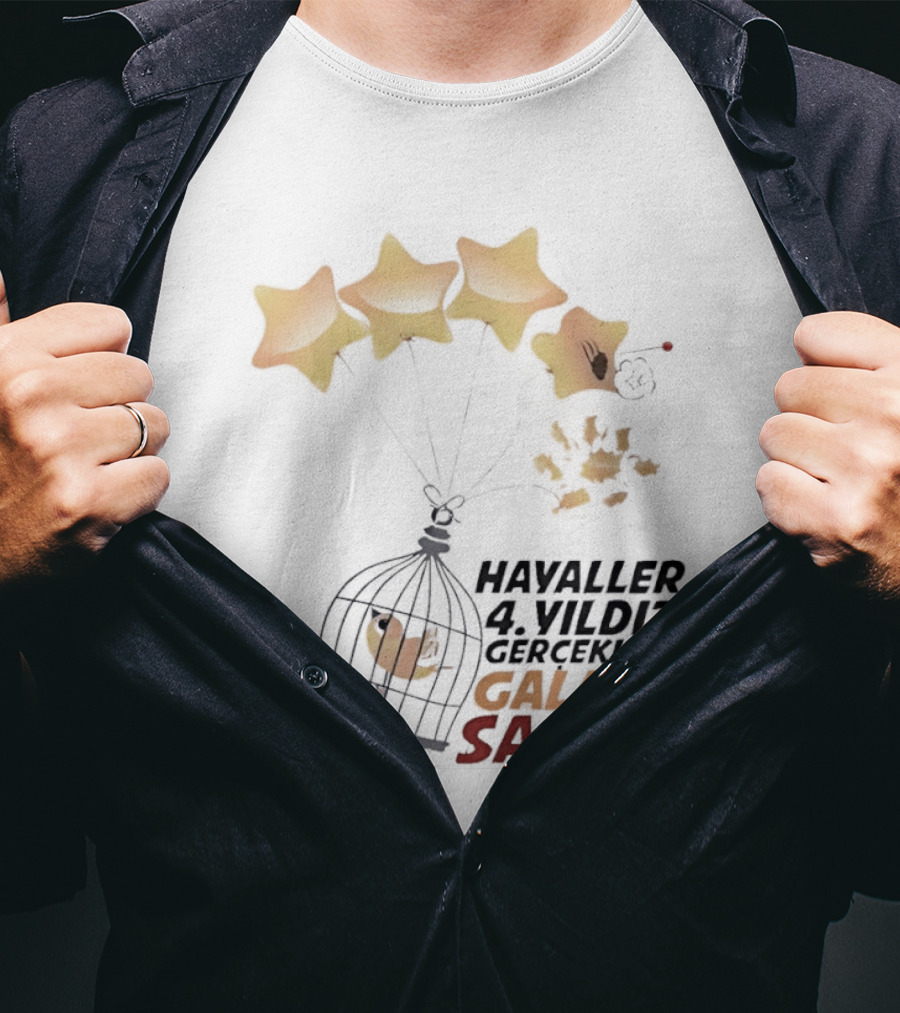 Havaller 4 Yıldız Gerçekler Galata Saray Turkish Football Club Stars T-Shirt
