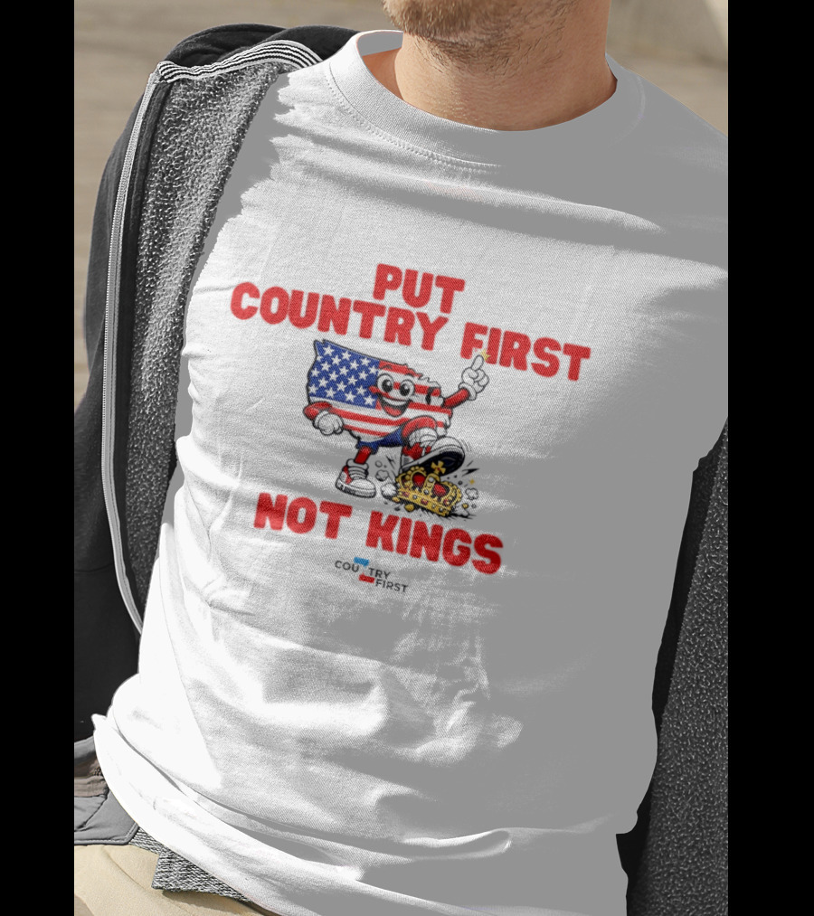 Put Country First Not Kings American Flag Crown T-Shirt
