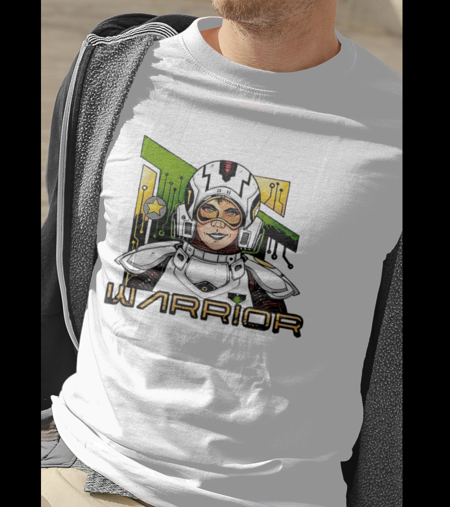 Riza Warrior Sci Fi Cybernetic Soldier With Helmet T-Shirt