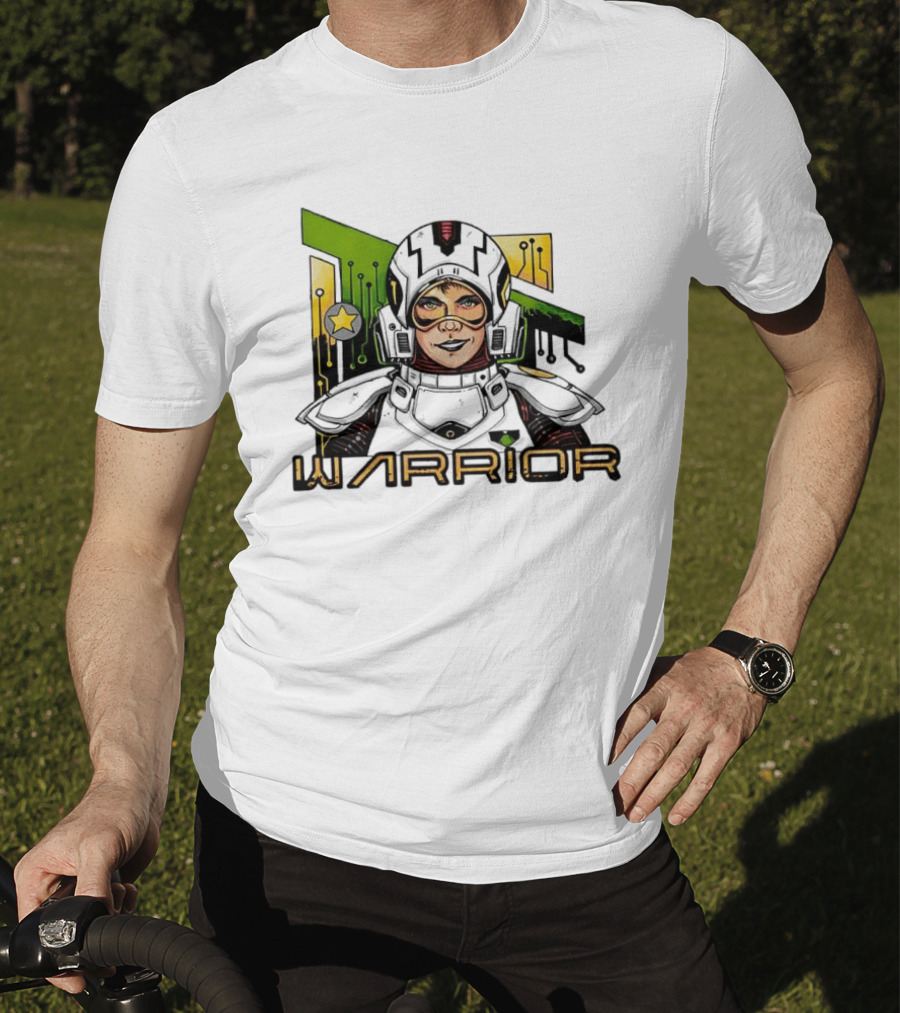 Riza Warrior Sci Fi Cybernetic Soldier With Helmet T-Shirt