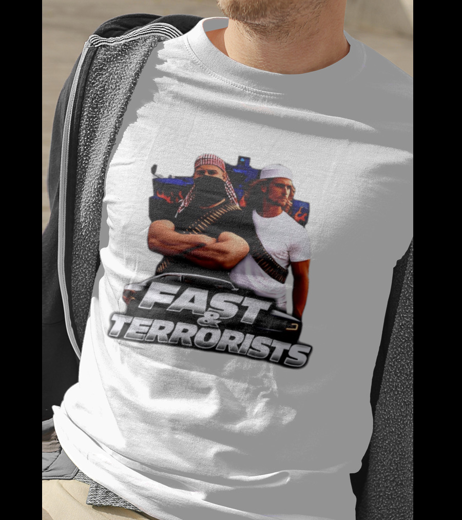 Fast & Terrorists Movie Parody With Muscle Cars And Bandolier T-Shirt