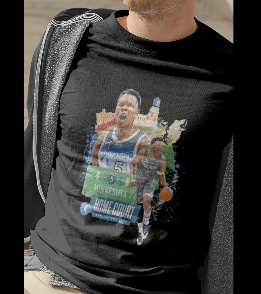 Anthony Edwards Minnesota Timberwolves Home Court Basketball Minneapolis T-Shirt