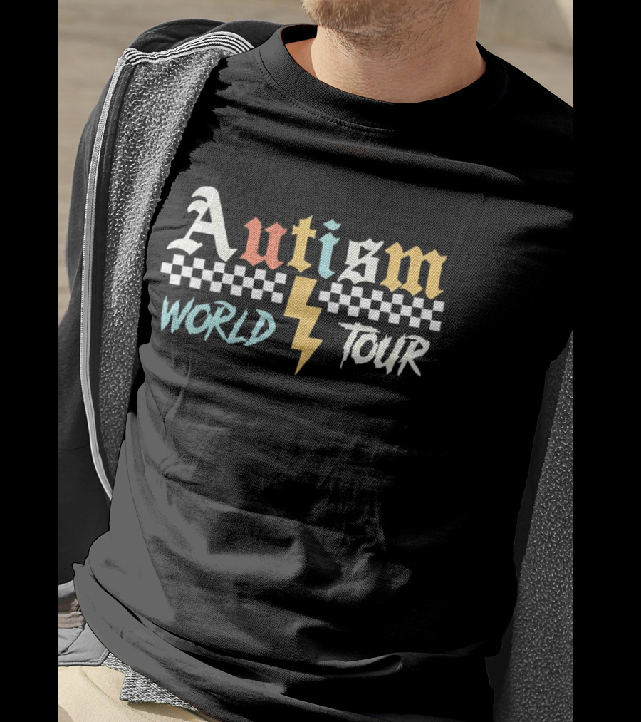 Autism World Tour Checkered Flag Lightning T-Shirt