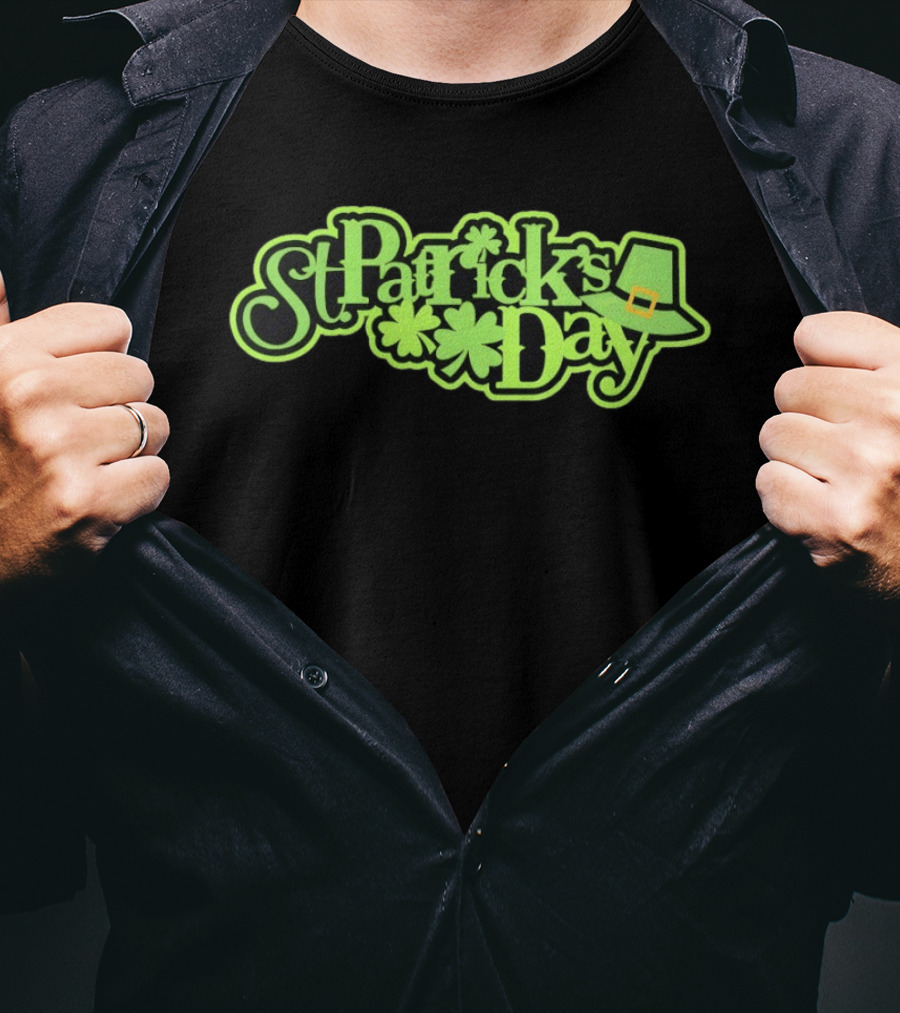 St Patrick's Day Shamrock And Leprechaun Hat T-Shirt