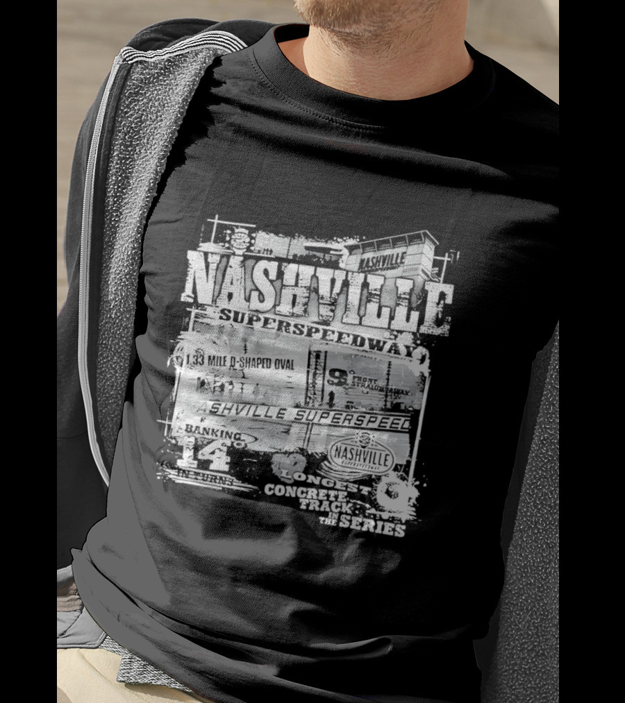 Nashville Superspeedway D Shaped Oval Longest Concrete Track In The Series Racing T-Shirt
