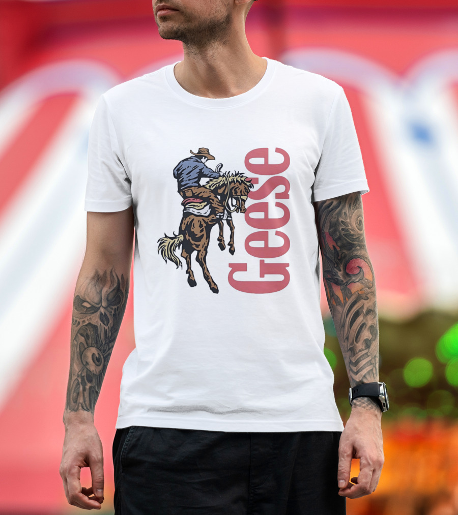 Geese Cowboy Riding Cartoon Adventure T-Shirt