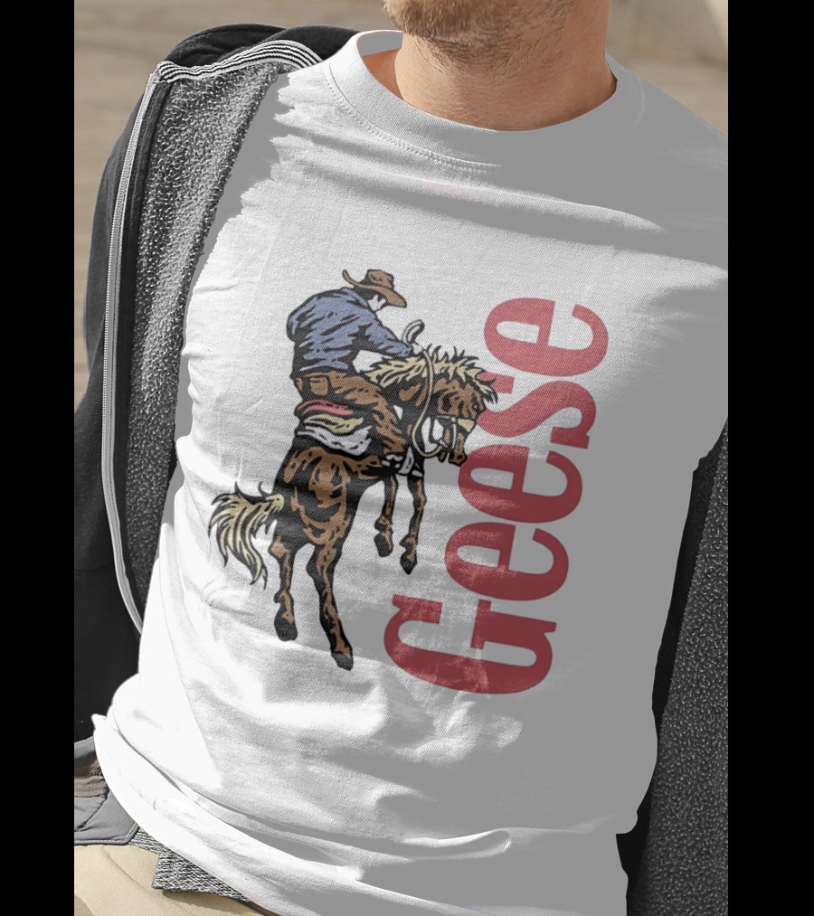 Geese Cowboy Riding Cartoon Adventure T-Shirt