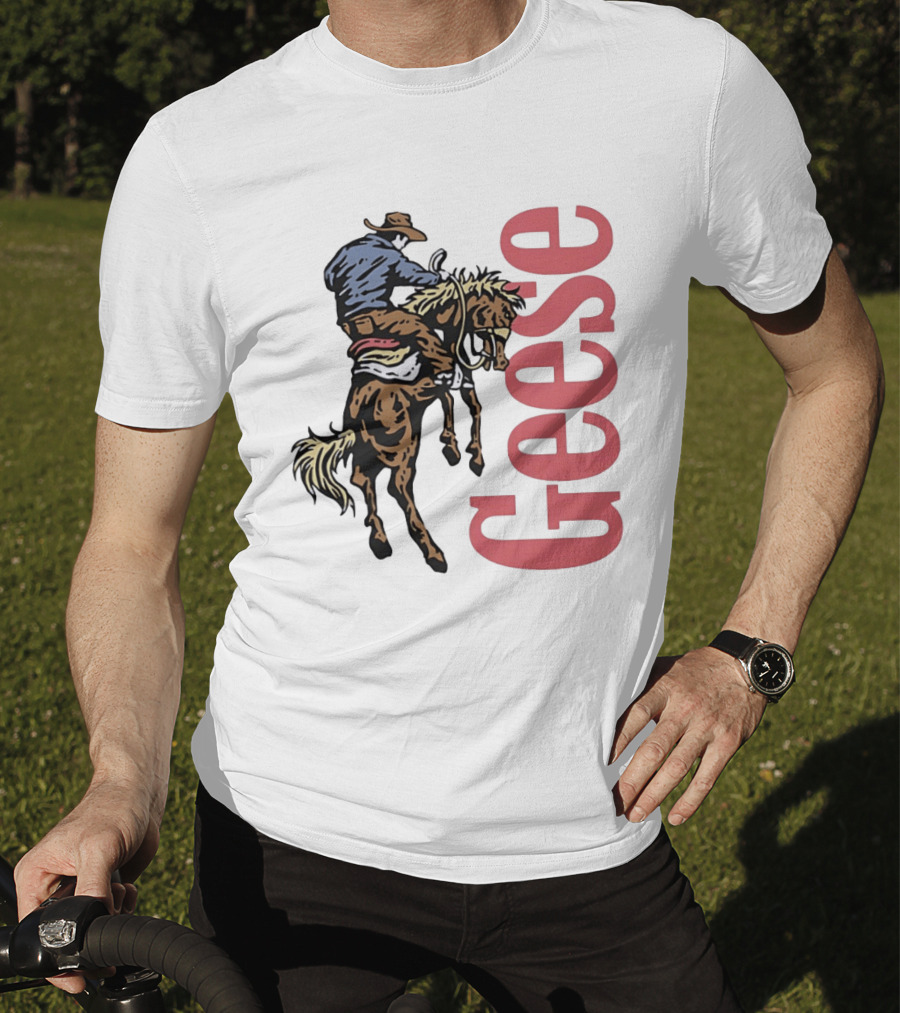 Geese Cowboy Riding Cartoon Adventure T-Shirt