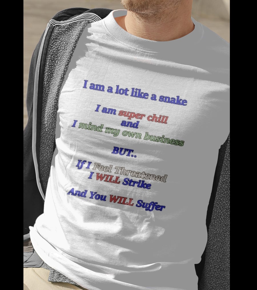 I Am A Lot Like A Snake Super Chill Mind My Own Business But I Will Strike And You Will Suffer T-Shirt