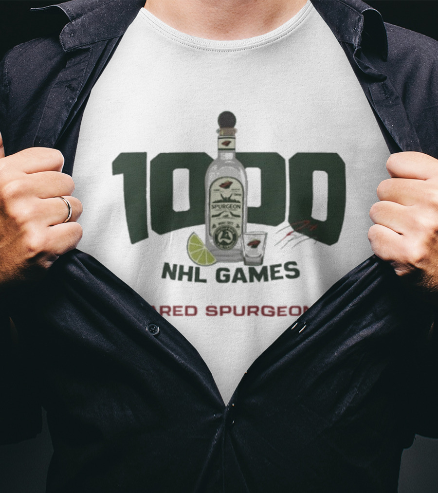 Jared Spurgeon 1000 NHL Games Celebration With Lime And Shot Glass T-Shirt