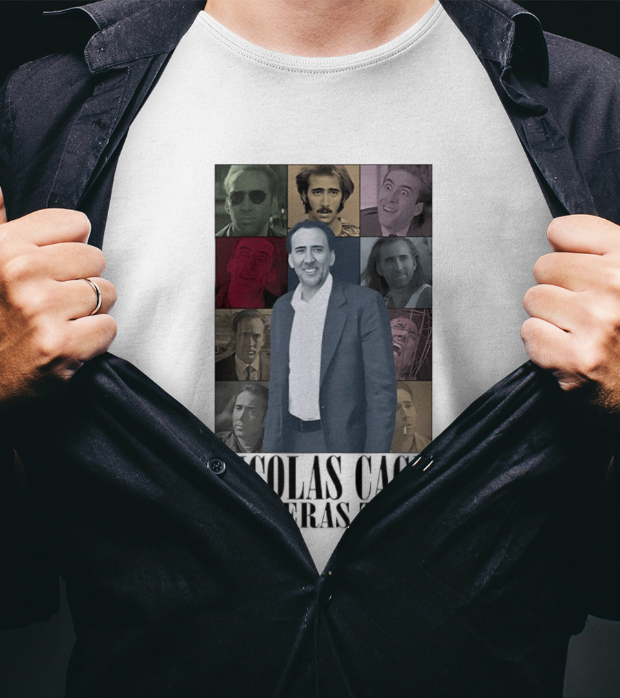 Nicolas Cage The Eras Tour Multicolor Collage T-Shirt