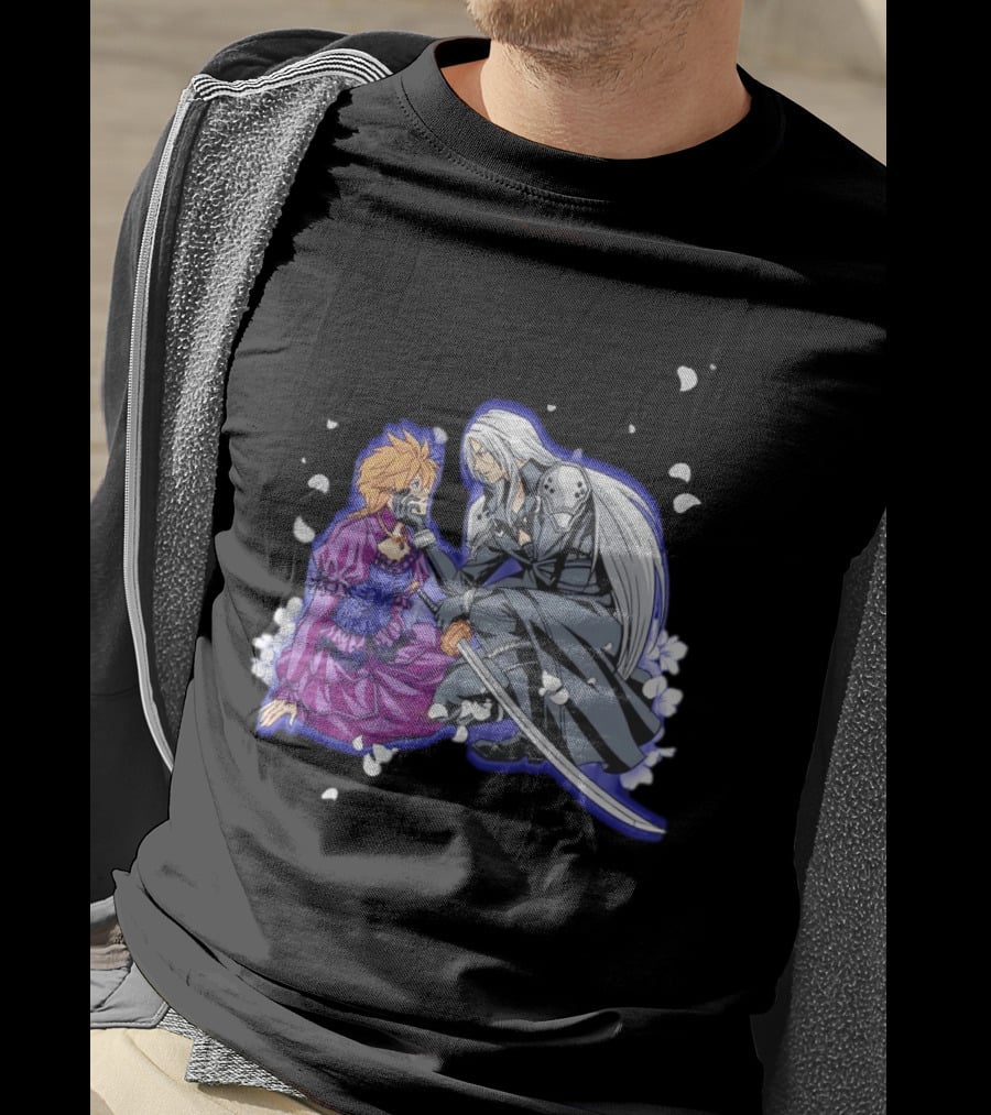 Aerith And Sephiroth Enemy Love Final Fantasy Iconic Characters In Romantic Conflict T-Shirt