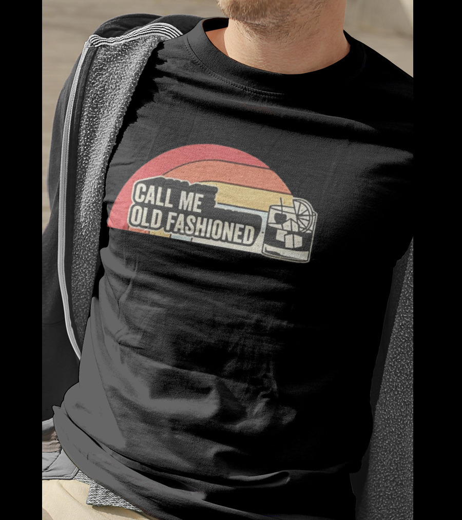 Call Me Old Fashioned Retro Cocktail Ice Cubes Slice Of Lemon T-Shirt