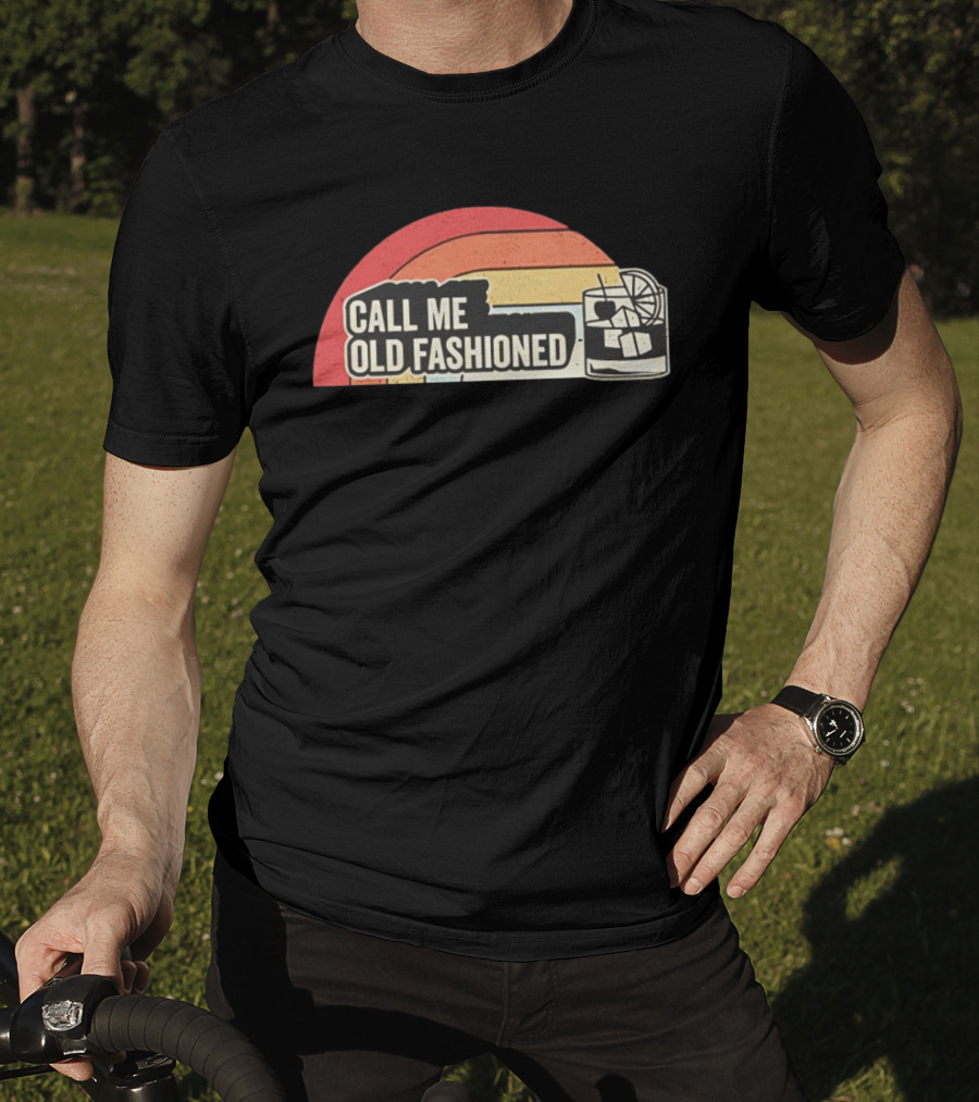 Call Me Old Fashioned Retro Cocktail Ice Cubes Slice Of Lemon T-Shirt