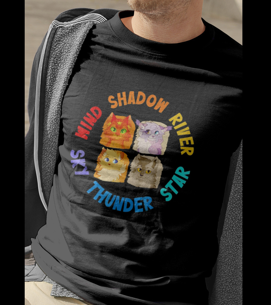 Wind Shadow River Star Thunder Sky Cats T-Shirt