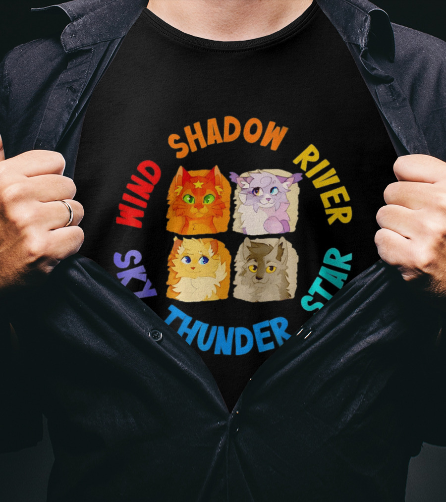 Wind Shadow River Star Thunder Sky Cats T-Shirt