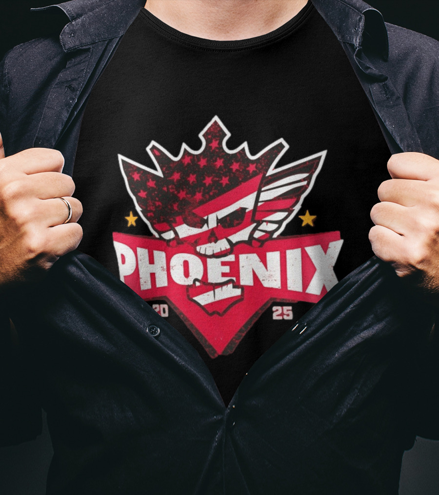 Cody Rhodes Phoenix Nightmare 2025 WWE Star Stripes Skull T-Shirt
