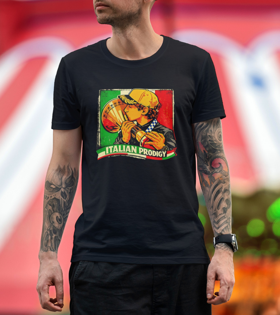 Italy Player Kissing Trophy Italian Prodigy Flag T-Shirt