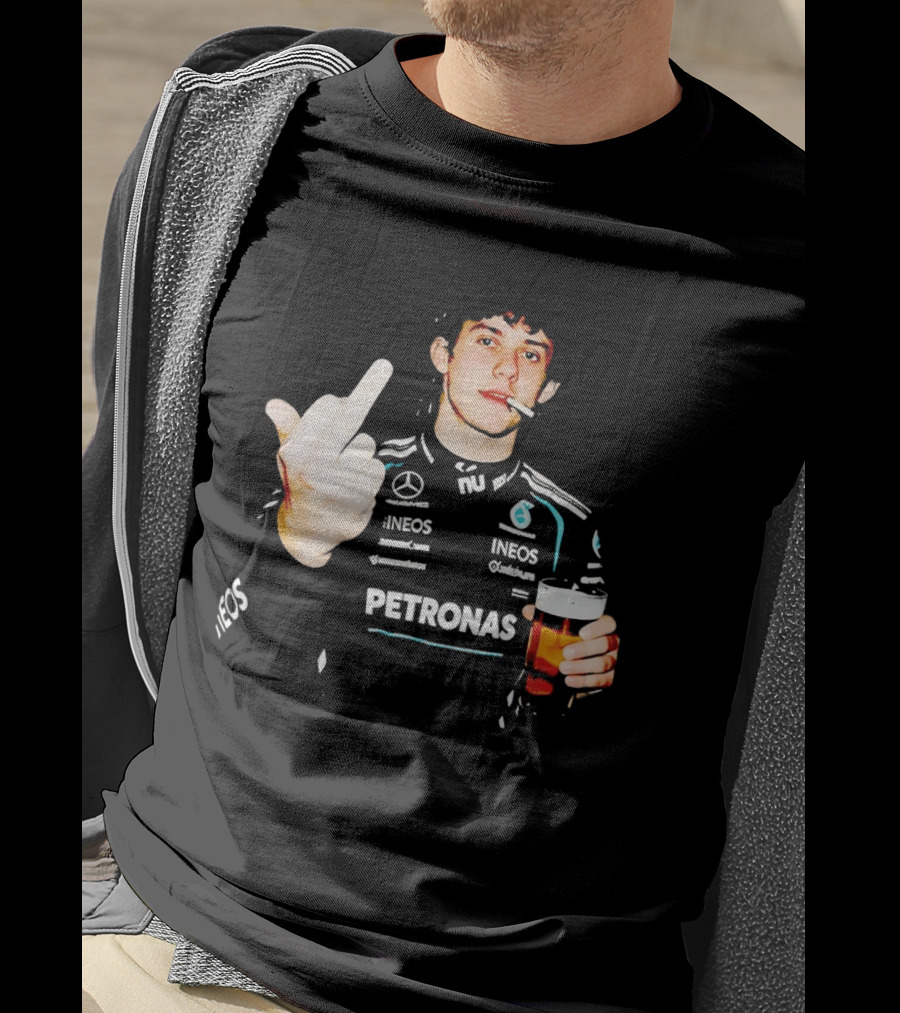 Kimi Antonelli F1 Petronas Mercedes Smoking Beer Middle Finger T-Shirt