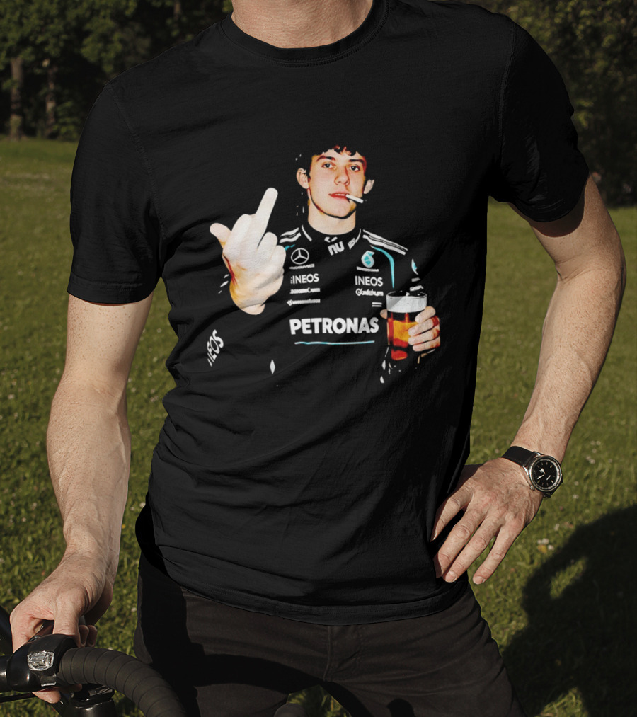 Kimi Antonelli F1 Petronas Mercedes Smoking Beer Middle Finger T-Shirt