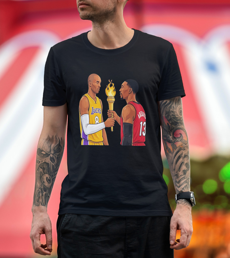 Kobe Lakers Number 8 Passing Torch To Adebayo Number 13 Basketball Moment T-Shirt