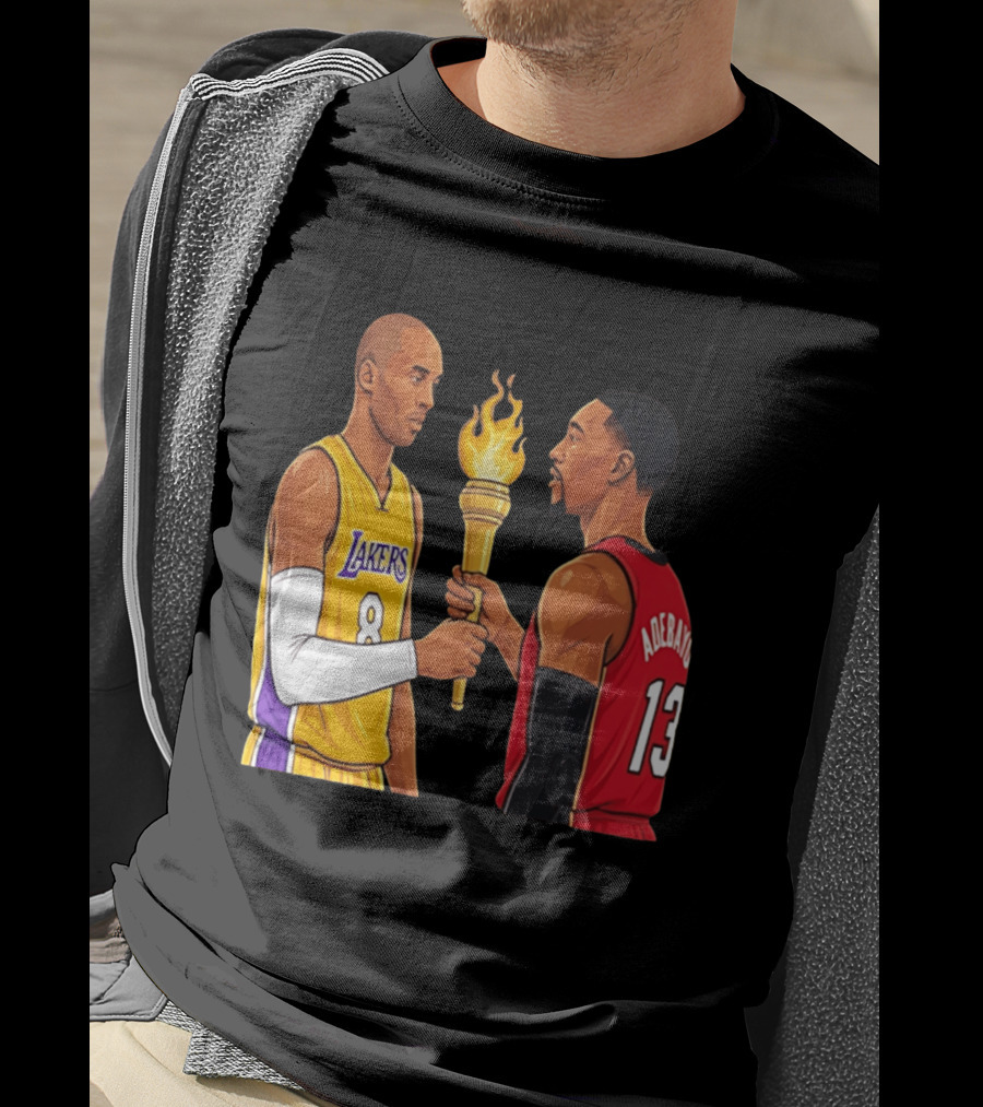 Kobe Lakers Number 8 Passing Torch To Adebayo Number 13 Basketball Moment T-Shirt