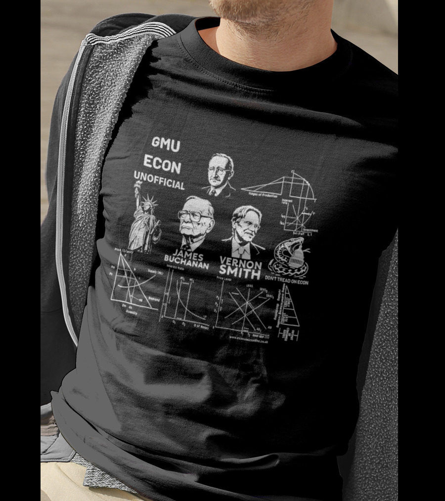GMU Econ Unofficial James Buchanan Vernon Smith Liberty Diagrams Gadsden Snake T-Shirt