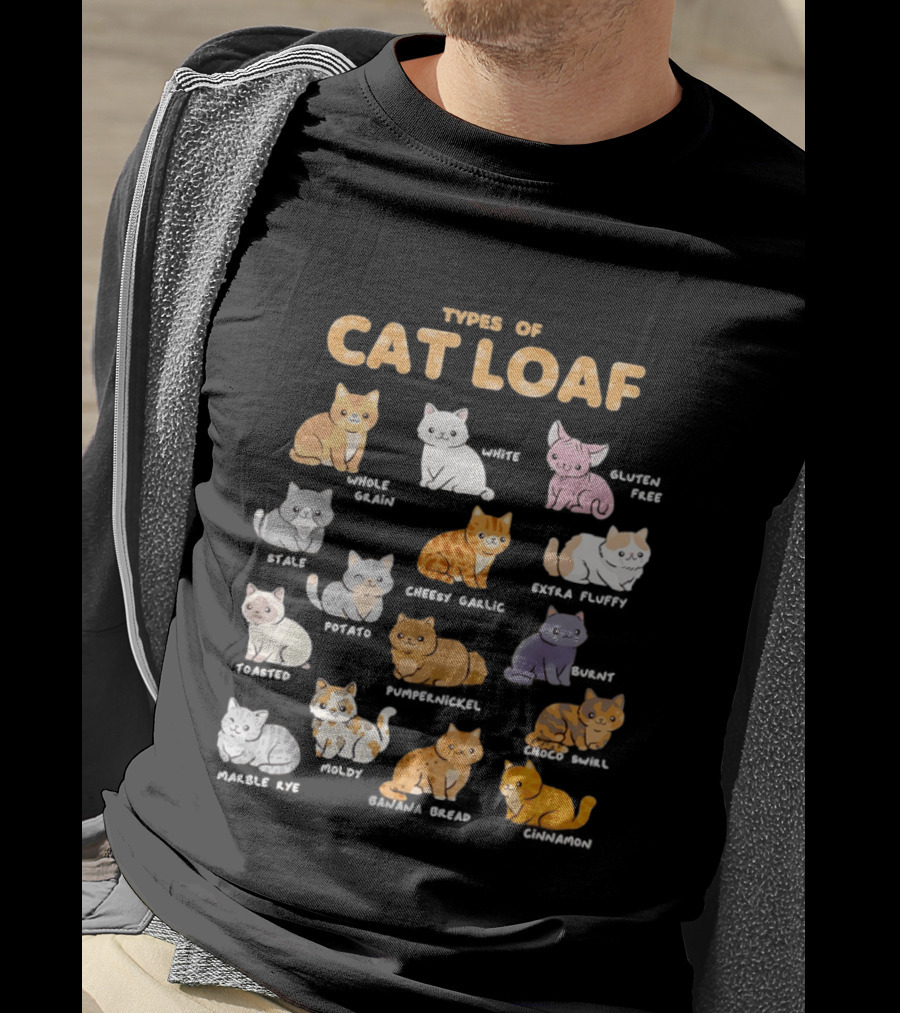 Types Of Cat Loaf Illustrated Cute Feline Varieties T-Shirt