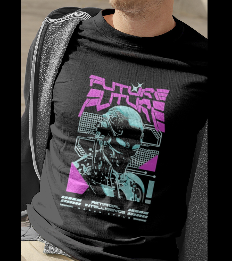 FUTURE FUTURE Cybernetic Robot Head Artificial Intelligence Urban Sci Fi World Cyborg T-Shirt