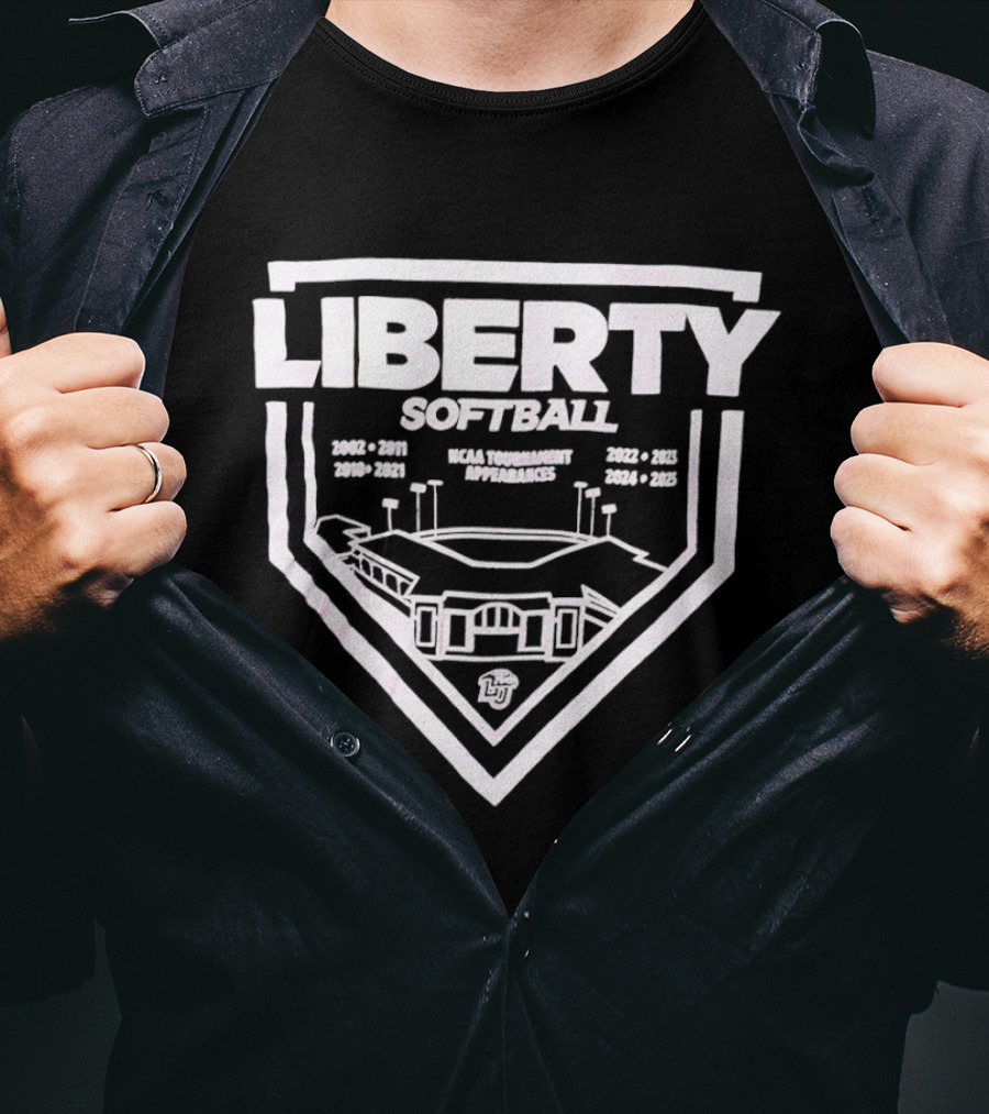 Liberty Softball 2005 2023 Stadium Illustration Tournament Dates T-Shirt