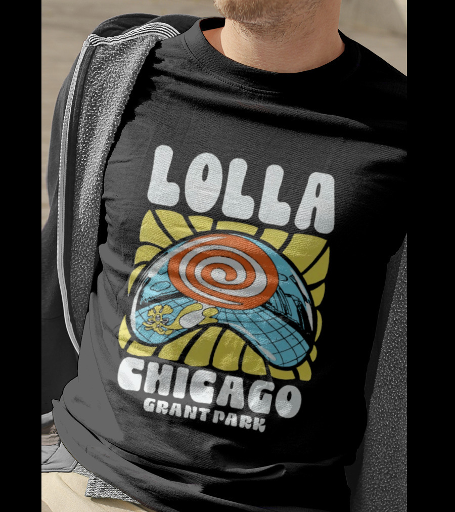 Lolla Chicago Grant Park Swirl Hat Summer Sunburst T-Shirt
