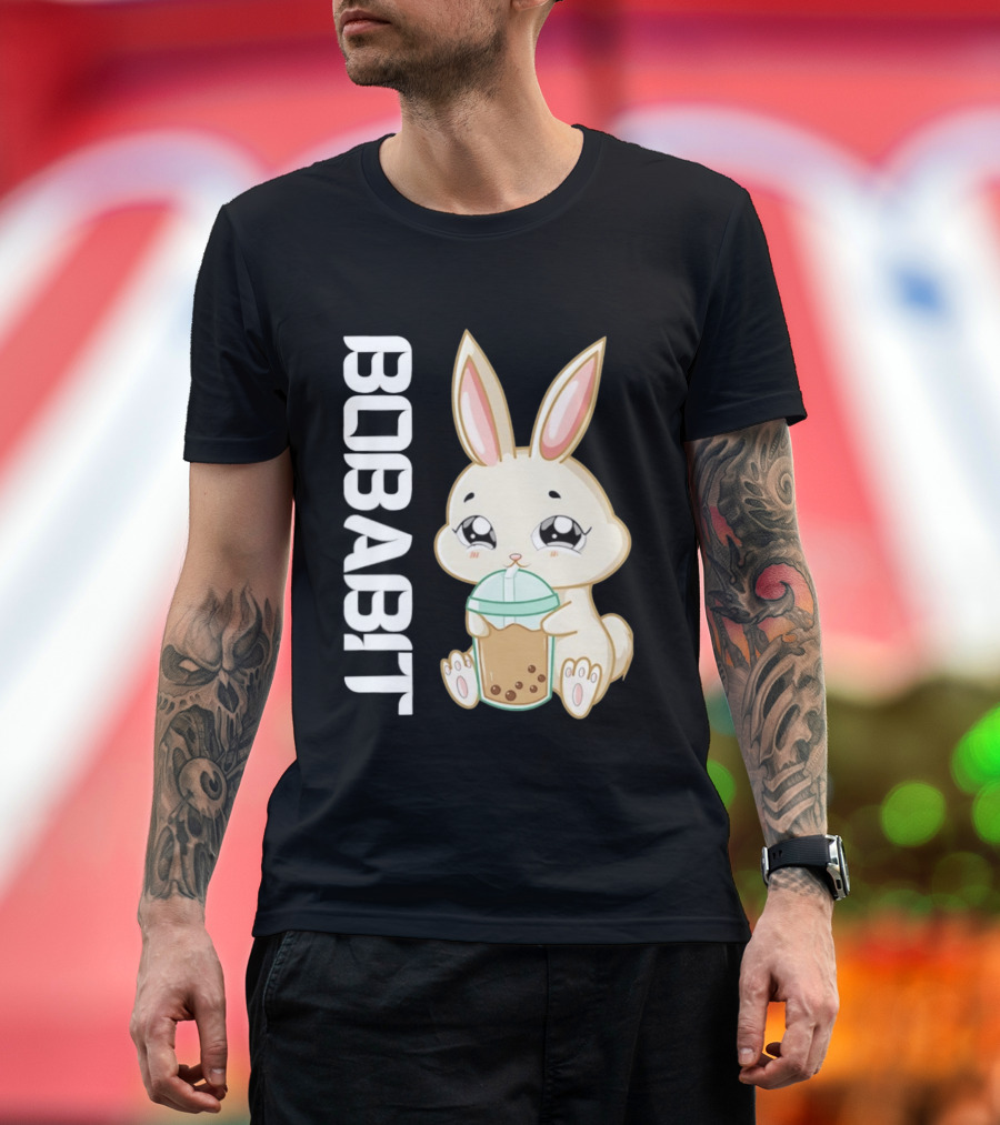 Bobabbit Cute Bunny Drinking Boba Tea T-Shirt