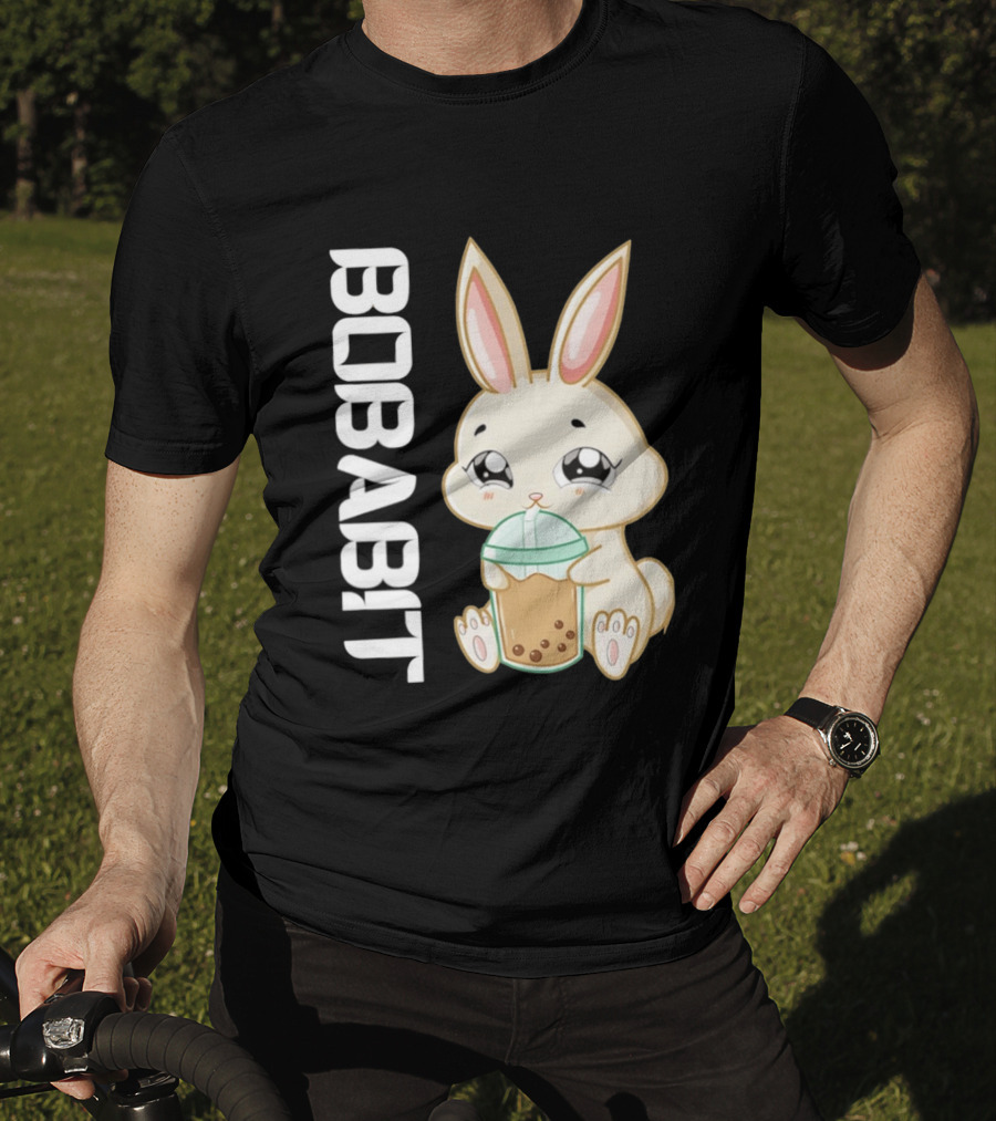 Bobabbit Cute Bunny Drinking Boba Tea T-Shirt