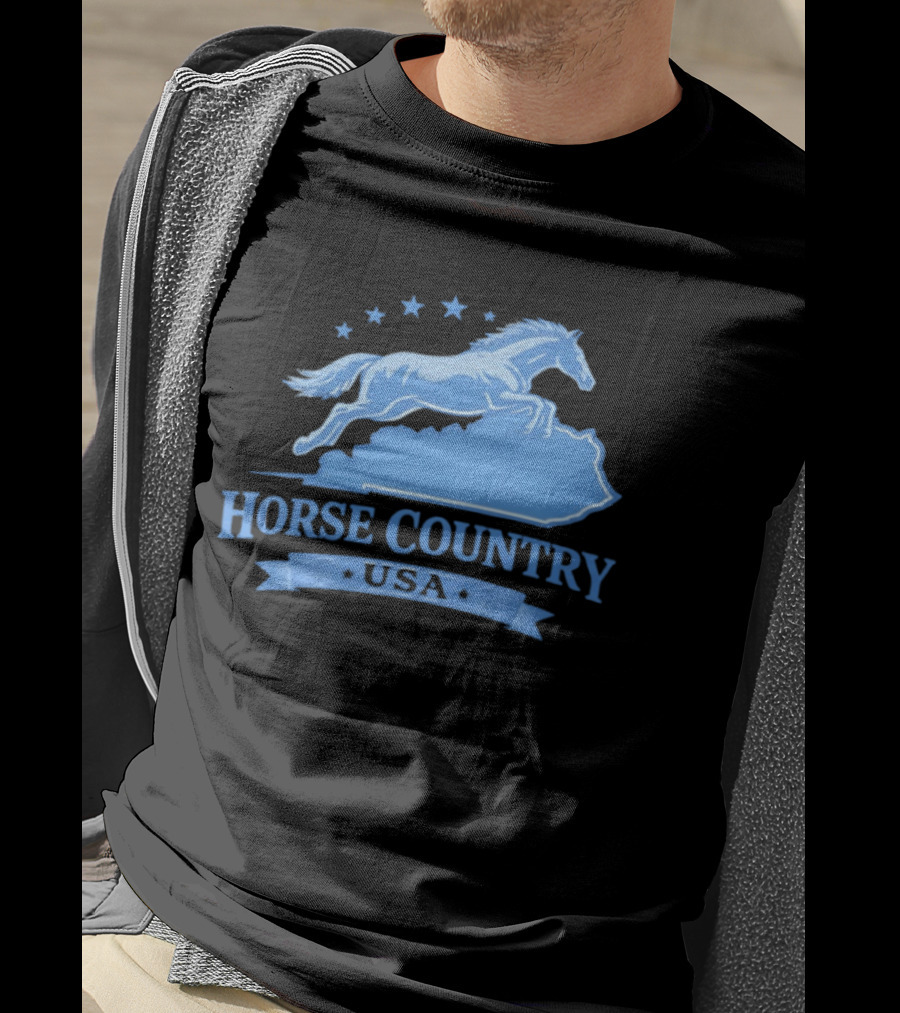 Horse Country USA Blue Horse Kentucky Stars T-Shirt