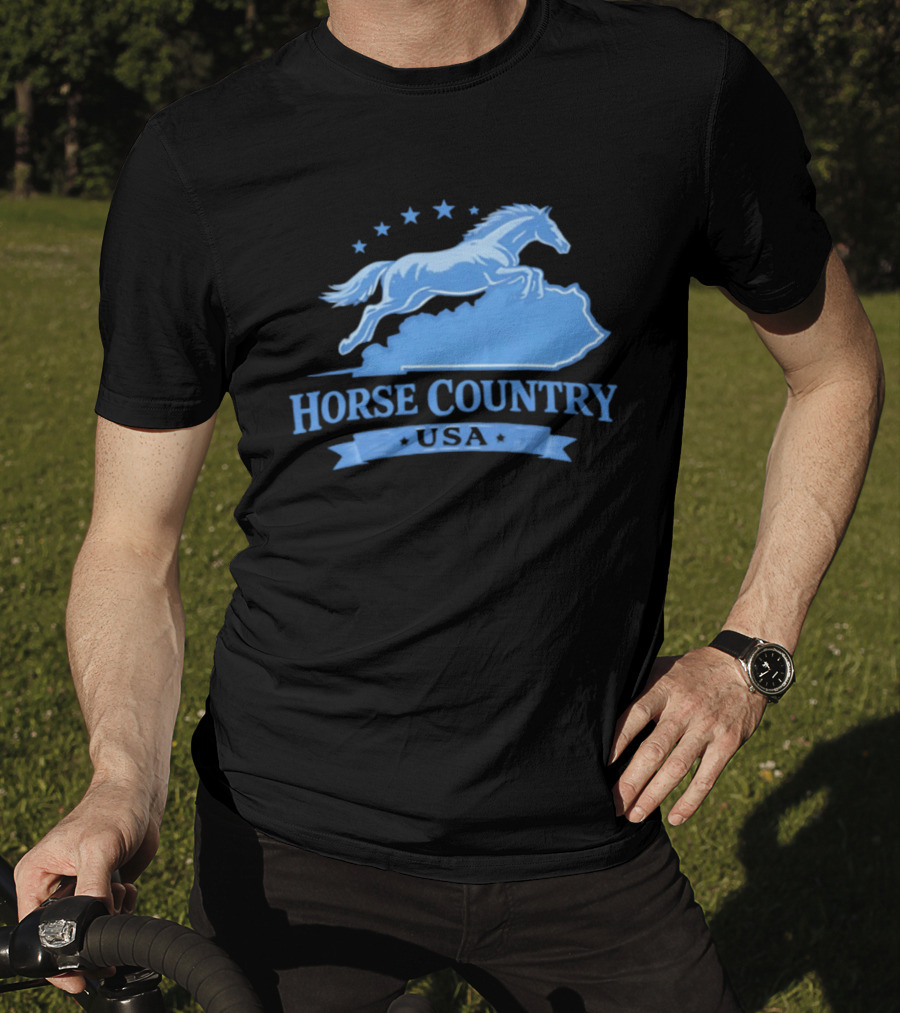 Horse Country USA Blue Horse Kentucky Stars T-Shirt