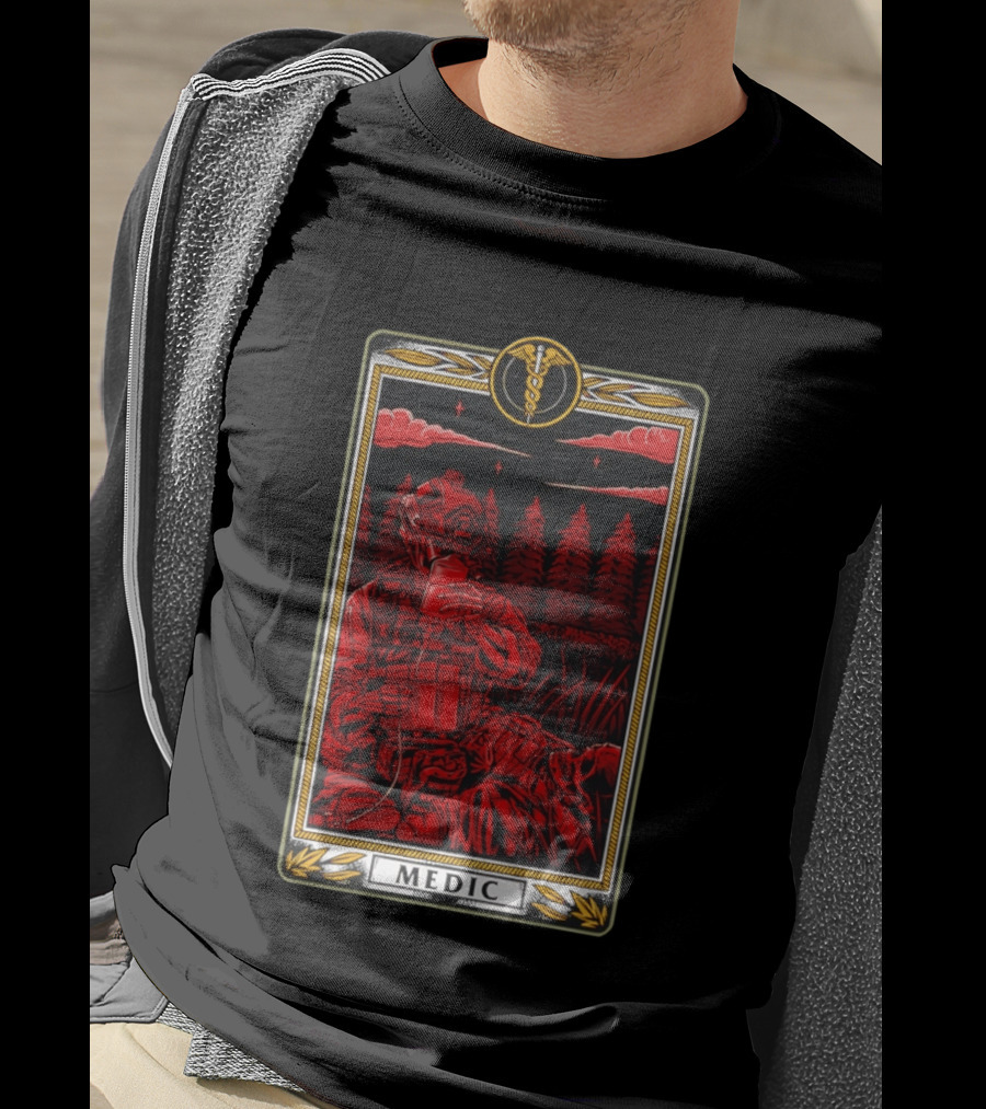 Medic Skeleton Soldier Tactical Card T-Shirt