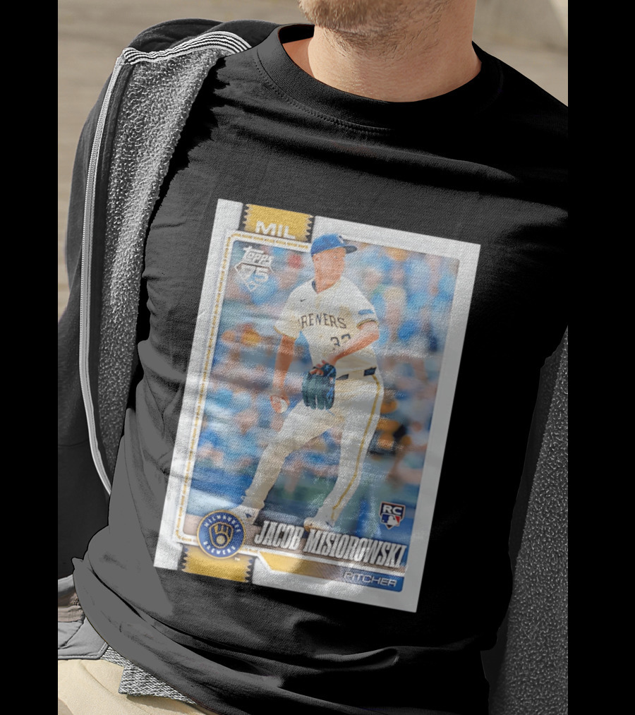 Topps 75 Milwaukee Brewers Jacob Misiorowski Rookie Card Pitcher T-Shirt
