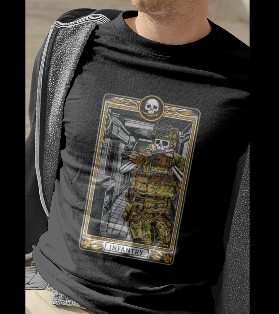 Infantry Skeleton Tactical Soldier Card T-Shirt